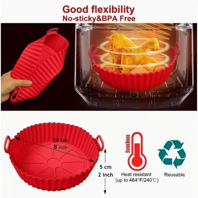 Brazil Airfryer Silicone Basket Reusable Baking Tray Silicone Mold for AirFryer Pizza Fried Chicken Basket Air Fryer Liners