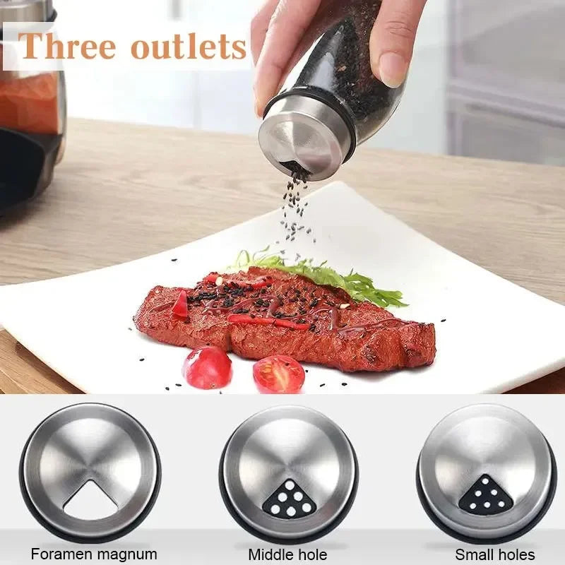 Lorben Porta Condimento Giratório 6 Peças Em Aço Inox Vidro Cozinha