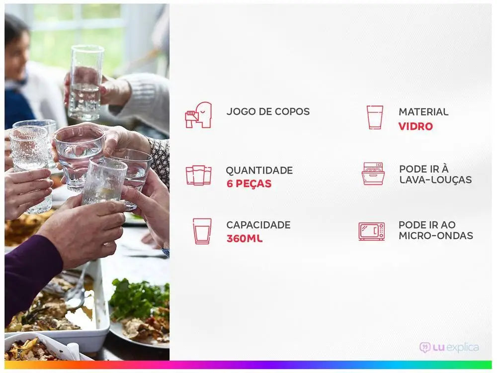 Nadir Ópera 360ml Long Drink Glass Set, 6 Pieces