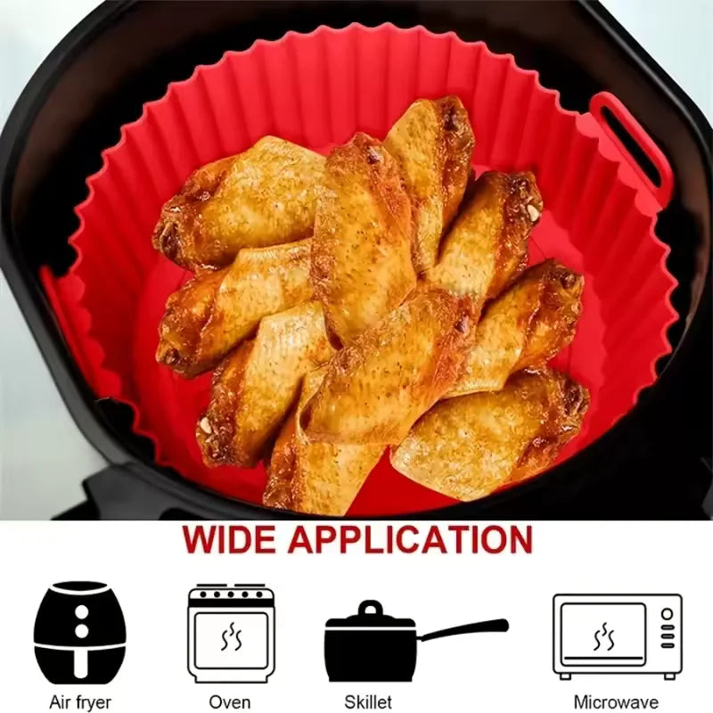 Brazil Airfryer Silicone Basket Reusable Baking Tray Silicone Mold for AirFryer Pizza Fried Chicken Basket Air Fryer Liners