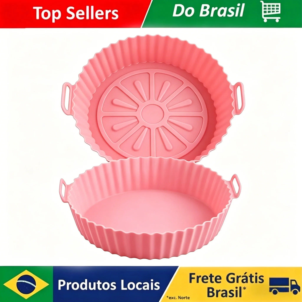 Brazil Airfryer Silicone Basket Reusable Baking Tray Silicone Mold for AirFryer Pizza Fried Chicken Basket Air Fryer Liners